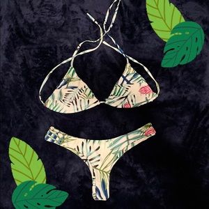 tropical cheeky bikini set